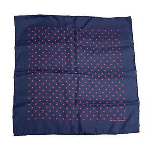 Hermes - Excellent - Paris Red Polka Dot Navy Blue Wrap - Blue/Pink - One Size